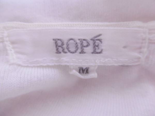 ★ ROPE ロペ ★ 襟元ラインストーン７分袖Tシャツ M ■白■_画像3