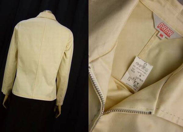 JK)美品*ジュンコシマダ AWAW★クリームベージュ系★ハンドステッチ×優(yōu)秀ジップ★淡艶ストレッチジャケット★9號(hào)(Mサイズ 38