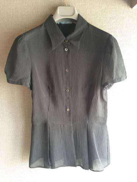  new goods Prada * top class silk shirt blouse 40* black tops PRADA