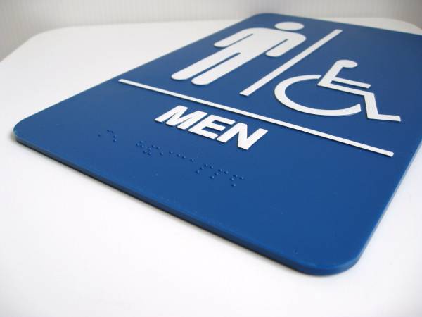 アメリカの店舗用品　英語の点字サイン（MEN）男子トイレ 車椅子_画像2