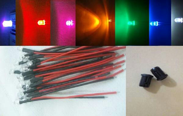  wiring resistance attaching LED 10ps.@ free shipping 24V 7 color automatic blinking 