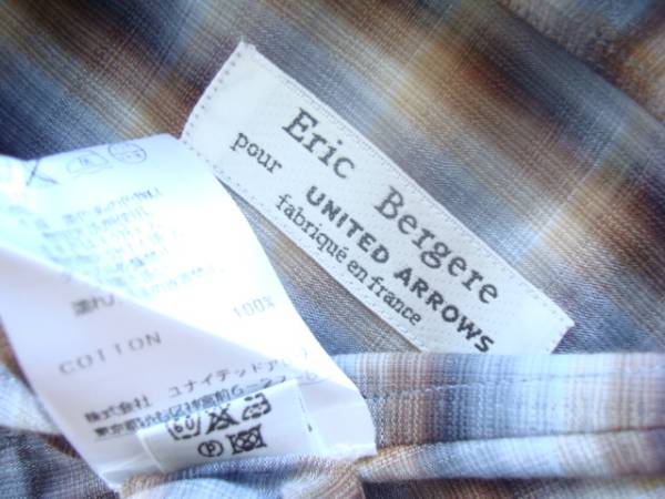 Eric Bergere イタリア製チェック柄半袖シャツ sizeL エリック_画像2