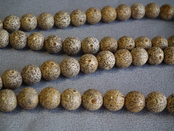 インド星月菩提樹数珠108珠 11mm径 18年間保管品 虎目石　瑪瑙石