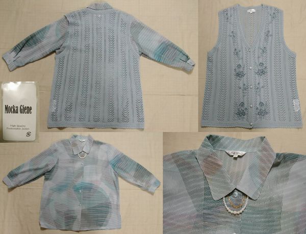 # tag attaching new goods : long sleeve blouse & the best. blue series ensemble 13R DmH29