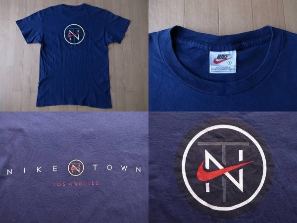 90's USA制 NIKE TOWN LOS ANGELES ロゴ Tシャツ S ネイビー ナイキ タウン ロサンゼルス LA NSW 星條旗 SWOOSH スウォッシュ ヴィンテージ