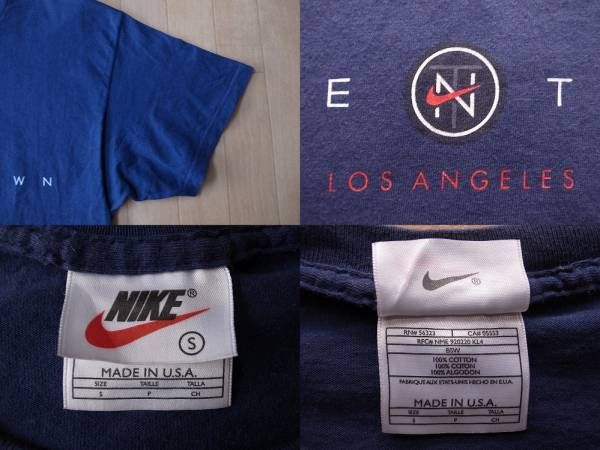 90's USA制 NIKE TOWN LOS ANGELES ロゴ Tシャツ S ネイビー ナイキ タウン ロサンゼルス LA NSW 星條旗 SWOOSH スウォッシュ ヴィンテージ
