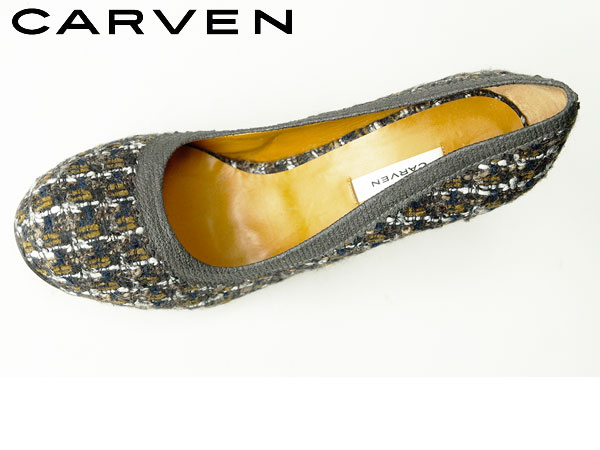 新品10万【CARVEN】春夏を鮮やかに彩る極上の配色と美しくどこか愛らしい贅沢シルエット、カルヴェン豪華ツイード×ハラコパンプス39/24.5_画像2