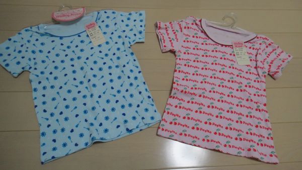 (158)新品　女児半袖シャツ（100）綿100％2枚組ブルー・ピンク_画像1