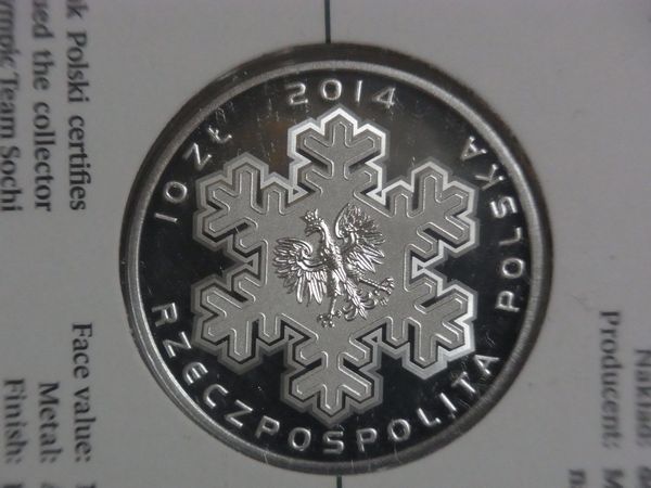 ★ポーランド　ソチオリンピック　10ズロチ銀貨　2014年発行★_画像2