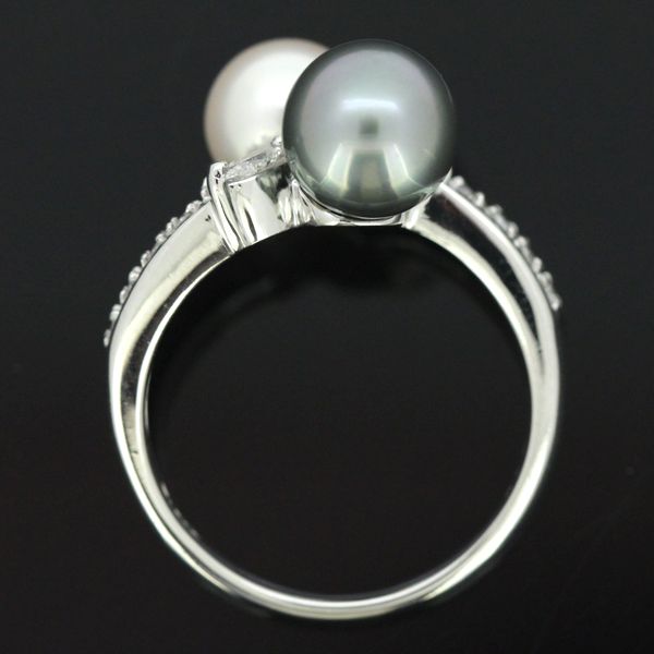  pearl 7.4mm 7.0mm diamond 0.15ct ring Pt900