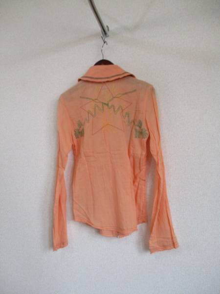 GLADNEWS orange вышивка входить марля рубашка с длинным рукавом (USED)50116②