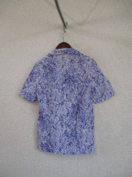Lansoir紫系花柄半袖シャツ（USED）53116_画像3