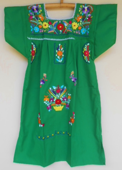 ヤフオク 子供用 メキシコ刺繍ワンピース 緑 130 150サイズ