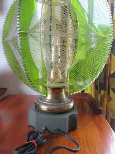 超レア！50's～60's 緑×白ストリング卓上ランプlamp　USAアメリカアンティークミッドセンチュリー家具/ハワイ70'sカリフォルニア古著