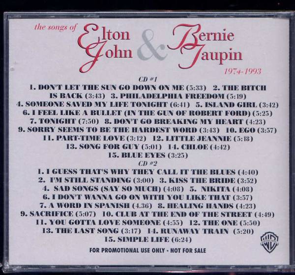 elton john & bernie taupin/1974-1993 songs of 2 cd set aor