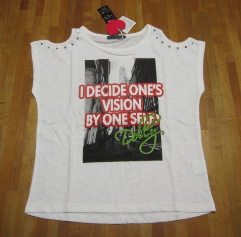 *送料無料*新品*150*オフ白*肩開*スタッズ*半袖Tシャツ*DollyRibbon*SISTER*