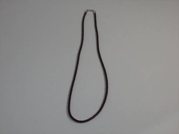 ★新品未使用★レザーネックレス 牛革編込み革紐（編込みレザー）(留め金具　ヒキワ（シルバー925） 濃茶60ｃｍ2.5ｍｍ Ｌ31