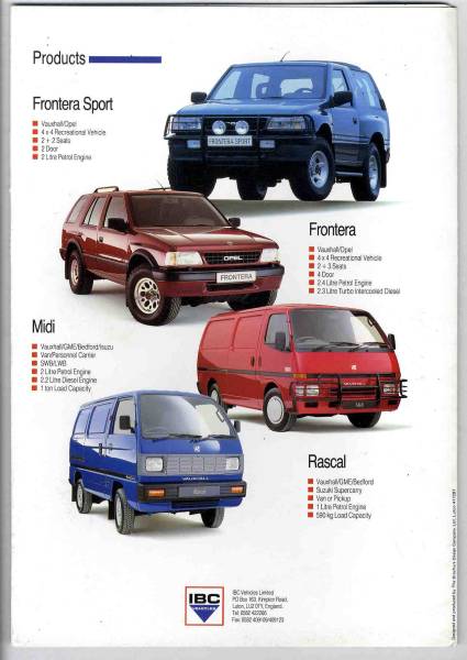 [a9879] Britain version 90 period IBC VEHICLES( Britain Isuzu ). pamphlet 