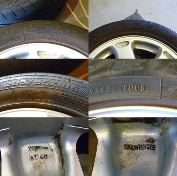 205/55 R16 オフセット 40 リム幅 7J 5H 5穴 PCD 112 AUDI アウディ アルミ ホイール タイヤ A6 グッドイヤー 純正 205 55 16 室内保管_画像3