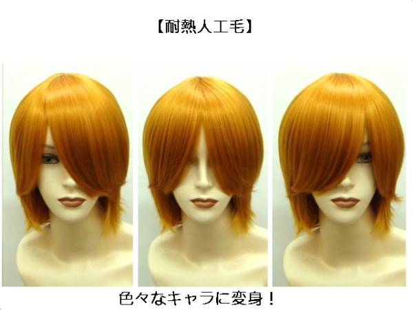 色々なキャラに！コスプレウイッグ ショート(S01-TF ハニーブラウン ウィッグネット付き)　かつら ハロウィン コミケ まんが 仮裝 変身