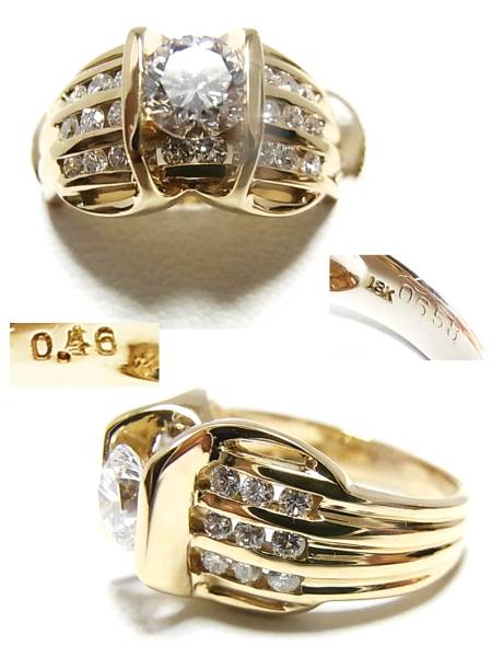 《ジュエリー》K18 リング7号 天然ダイヤモンド 0.658ct(G・VS2・EX) 豪華絢爛 高品質の宝飾品 18金製_画像2