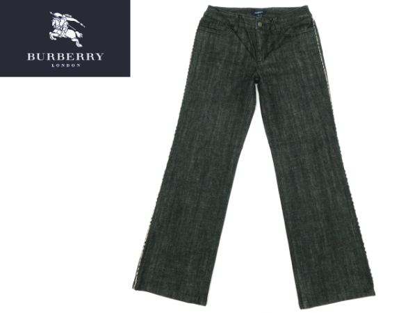 J4277★美品★BURBERRY LONDON バーバリー ロンドン★正規(guī)品 ブラックデニム ストレッチジーンズ 36