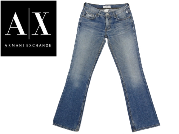 J-4548*A|X Armani Exchange * стандартный товар USA производства авария Vintage обработка Denim джинсы 0 XS