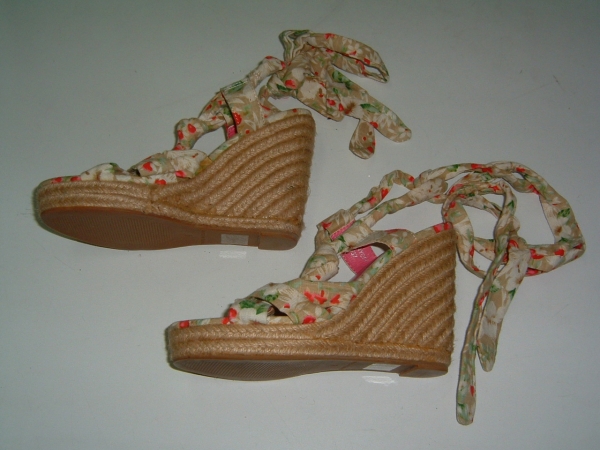  prompt decision *TOPSHOP* Wedge sole floral print braided up sandals *23cm degree 