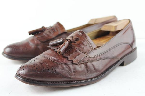 ITALY製 ジョンストン＆マーフィー タッセルローファー革靴 28cm_画像1