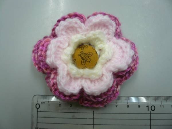 NY/ new / immediately *NY small articles author / hand made *. flower barrette / knitting wool P×W