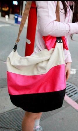 3 color stripe. shoulder bag capacity .... pink series usually. shopping also usage please 