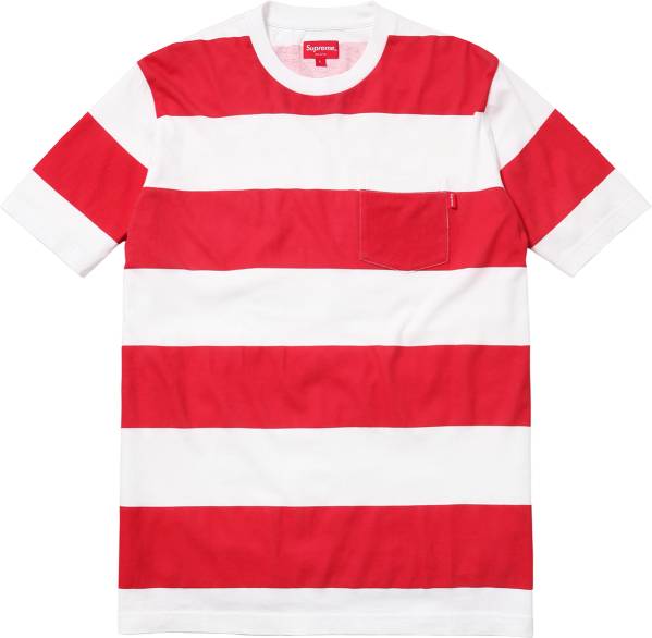 希少★新品本物【RED★Mサイズ】★Block Stripe Tee ブロック ストライプ ボーダー Tシャツ 正規店購入 激レア 限定 入手困難 Supreme 14SS