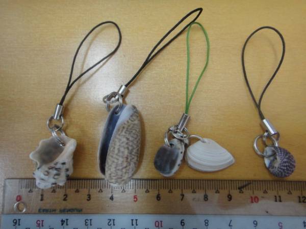貝のストラップ　４本（貝５種類）　ハンドメイド・手作り品_サイズ、形、状態等ご覧ください