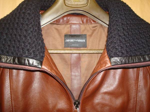 * обычная цена ¥198000/ стандартный EMPORIO ARMANI( Emporio Armani )SHORT LEATHER JKT* мужчина. кожаная куртка * Brown *