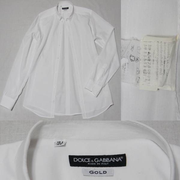 USED品 DOLCE&GABBANA GOLD ベリータイニーカラーシャツ白40 3/4