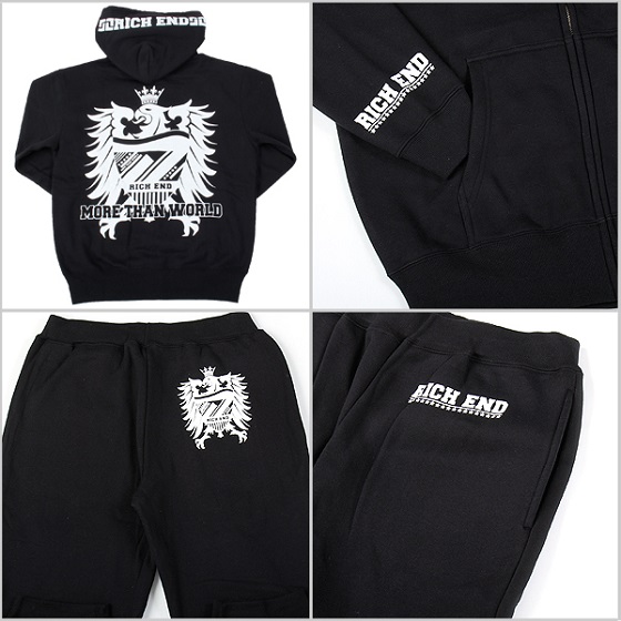 RICHEND/リッチエンド スウェット セットアップ EAGLE/イーグル【RELAX FIT：ブラックｘホワイト】アメージング 服 (サイズ：M) スエット