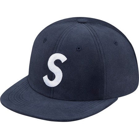 即決 supreme suede s logo 6 panel cap navy