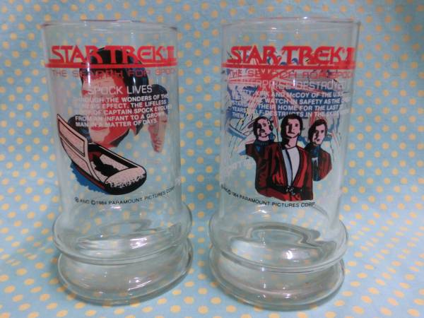  Star Trek Star Trek*enta- приз номер & Mr. * spo k1984 год стакан 2 шт. комплект Vintage USA 80s Vintage Glass