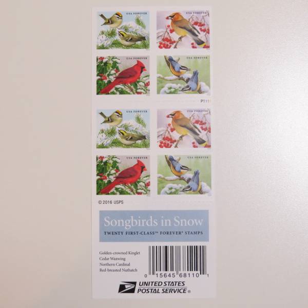 冬の鳥ソングバード★フォーエバー切手USAアメリカ郵便局限定未使用_表面