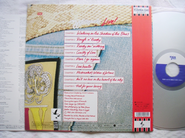 [LD] белый Sune ik/ жить (TOLW3061 Toshiba EMI1991 год WHITESNAKE/LIVE!)