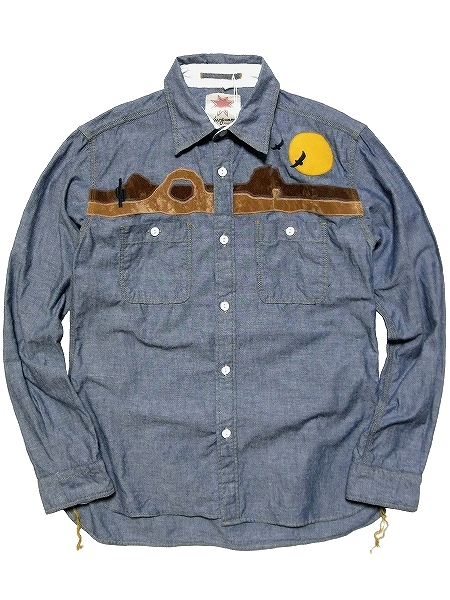 Nasngwam ナスングワム LAKE SUNSET SHIRTS シャンブレーシャツ Sサイズ 新品 タグ付き_リメイク古着をイメージした一枚です