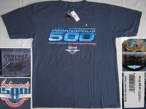 ★新品 INDIANAPOLIS INDY500 インディアナポリス インディ500 Tシャツ L USサイズ ネイビー 紺 染色加工 アメリカンモータースポーツ★_画像1