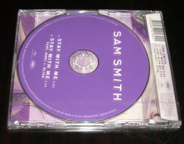 新品未開封☆ SAM SMITH / STAY WITH ME 輸入盤CDS ☆ Mary J. Blige ☆_画像2