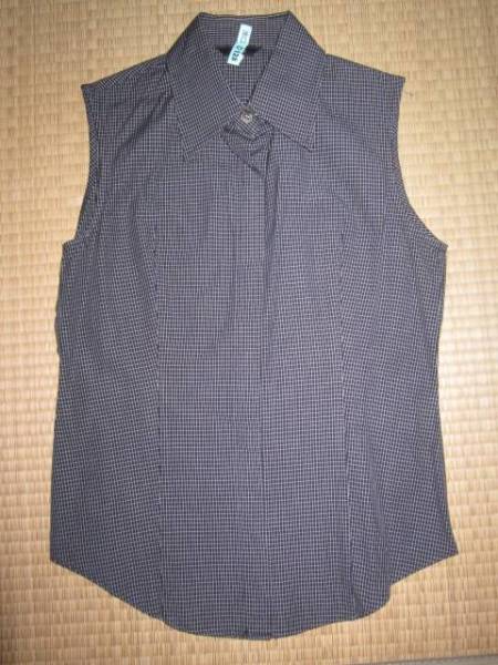 [ collar shirt ⑤] Ined #2 size # black series check pattern # Monotone series 