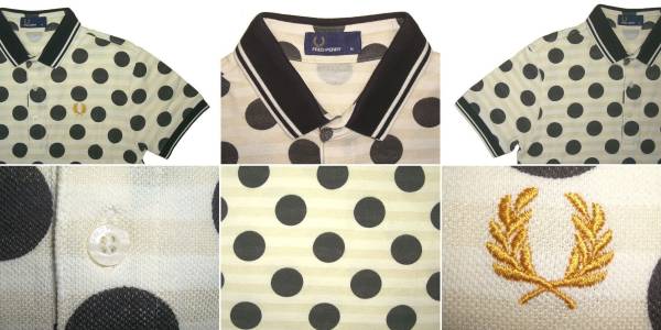 #古著屋大和 ブランド古著 セレクトショップ 正規(guī)品 フレッドペリー ボーダーポロ ドットポロ 水玉 ポロシャツ M 日本制 ゴルフ テニス