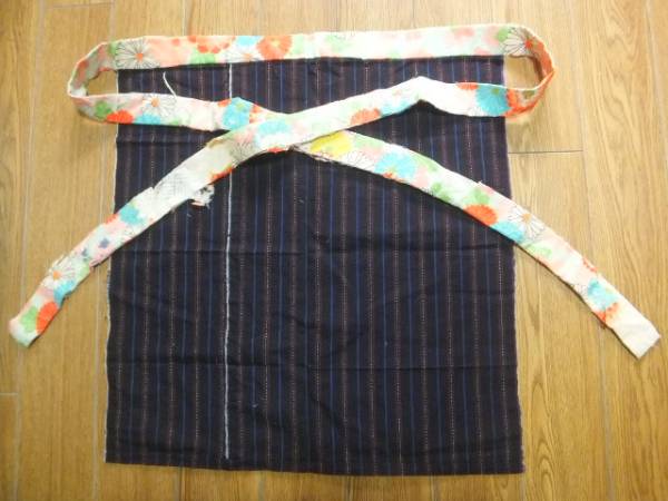昭和 レトロ ヴィンテージ 前掛け 綿 生地 エプロン 柄紐 お芝居舞臺(tái)衣裝や作業(yè)に ★＃