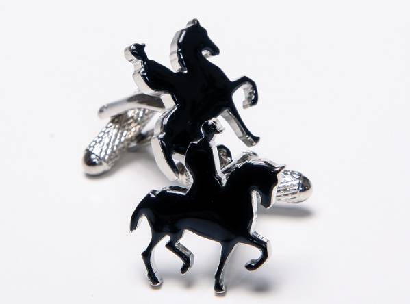 ★カフスボタン黒美しく乗馬シルエット　ONYX-ART LONDON CK678_画像1