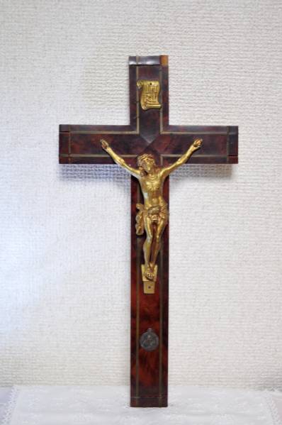 シュラック塗装　壁掛け　十字架 キリスト フランス アンティーク　希少_画像1
