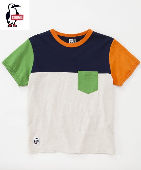 CHUMS Color Block T-Shirt Natural チャムス カラー ブロック Tシャツ（メンズ）ナチュラル／クレイジー パターン CH01-1128／XLの画像1