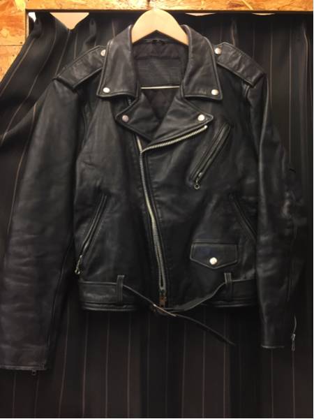 BRANDED GARMENTS メンズファッション レザー 革ジャン 上着 Wライダースジャケット 40 約Lサイズ 黒色 ブラック 【2464】F_画像1